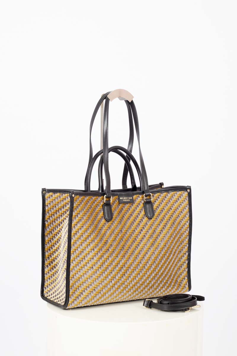 Borsa a mano in jacquard gold