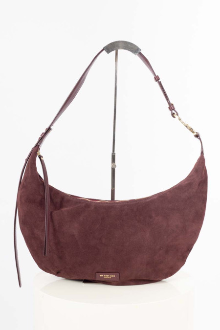 Burgundy half-moon bag