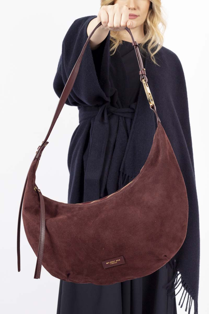 Burgundy half-moon bag