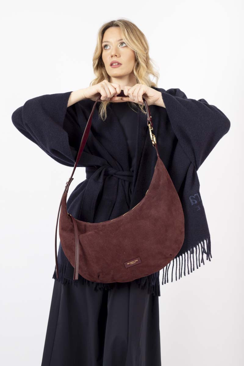 Burgundy half-moon bag