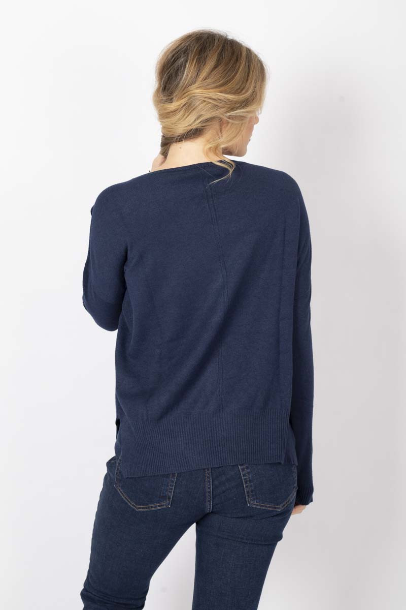 Long-sleeved blue top