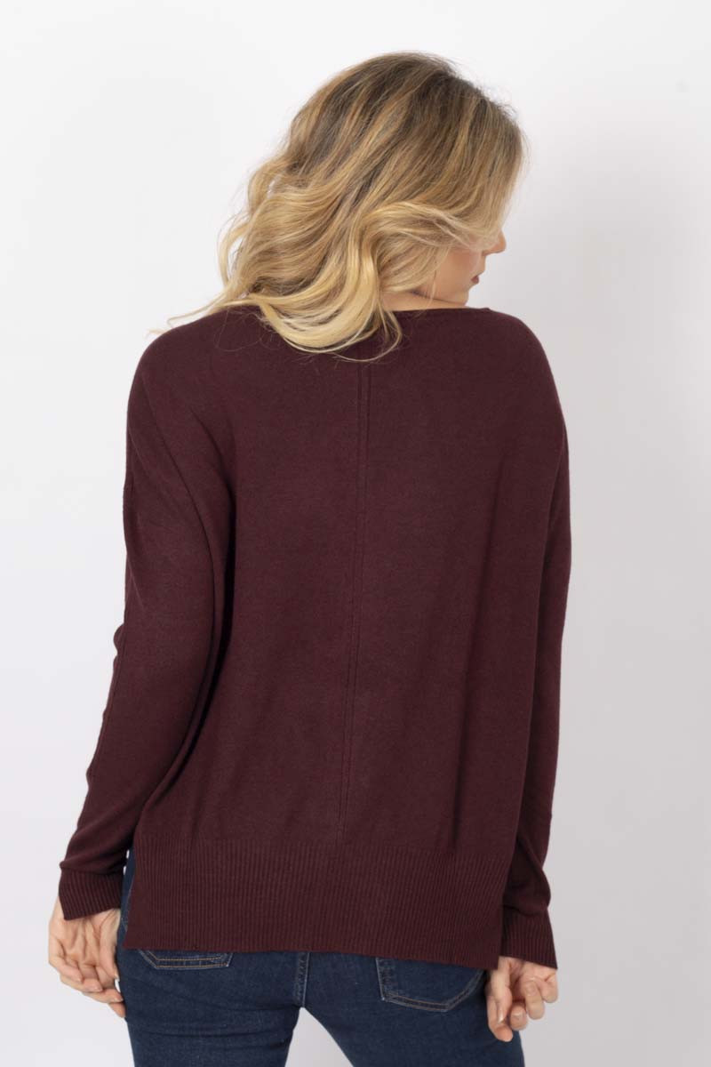 Long-sleeved plum top