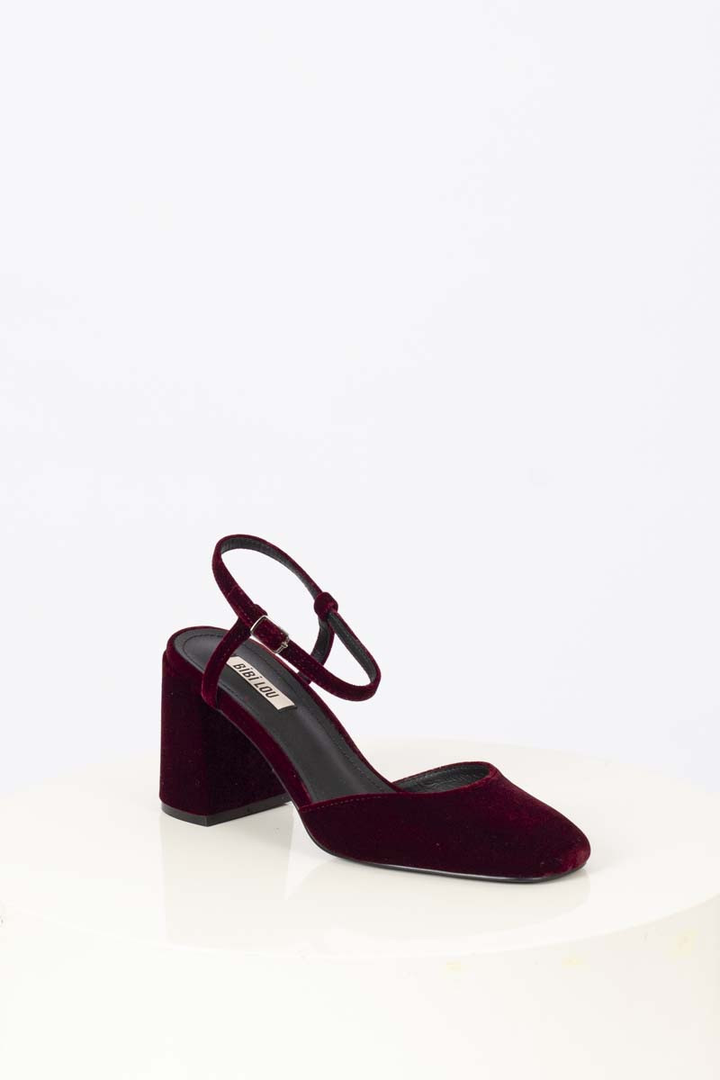 Burgundy velvet heels