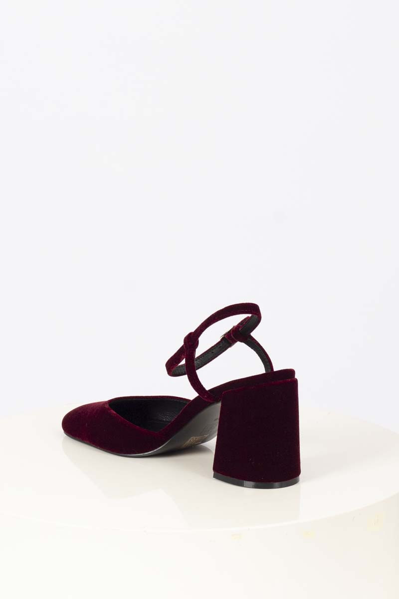 Burgundy velvet heels