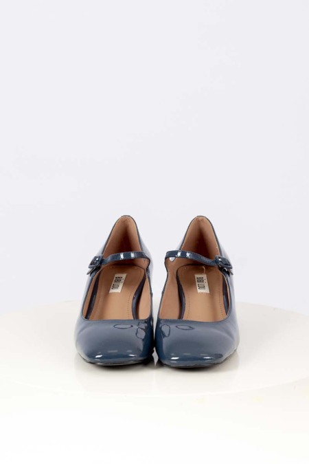 Blue denim patent leather...