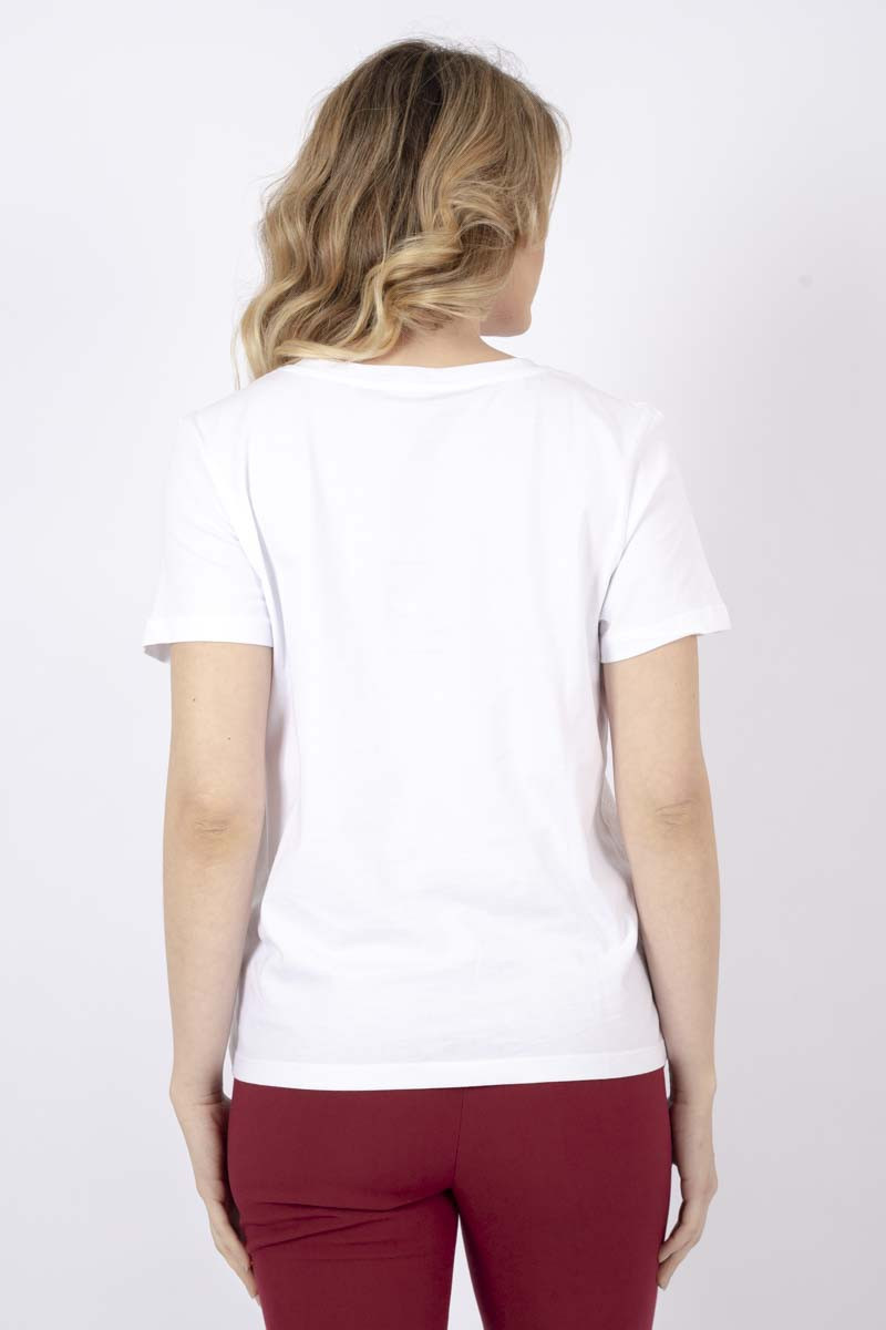 White Jersey T-shirt with Rhinestones