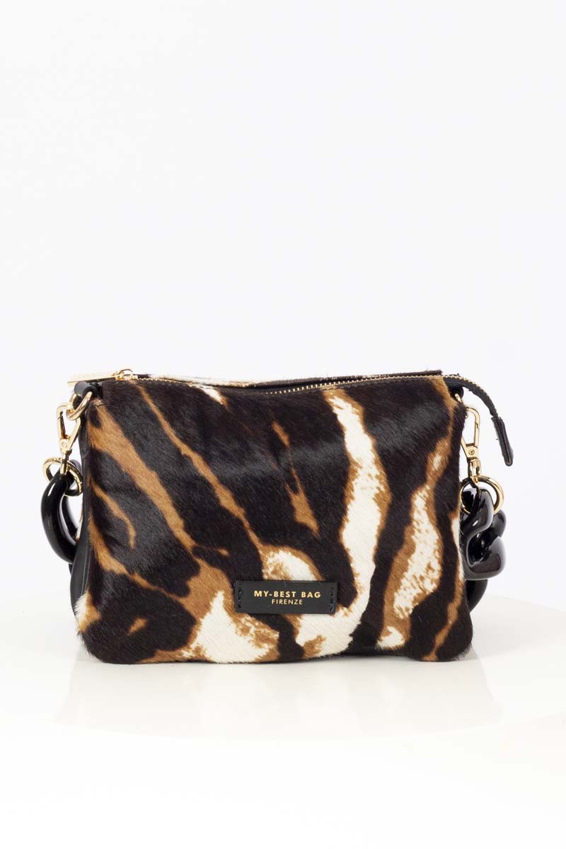 Tiger Print Bag with Chain