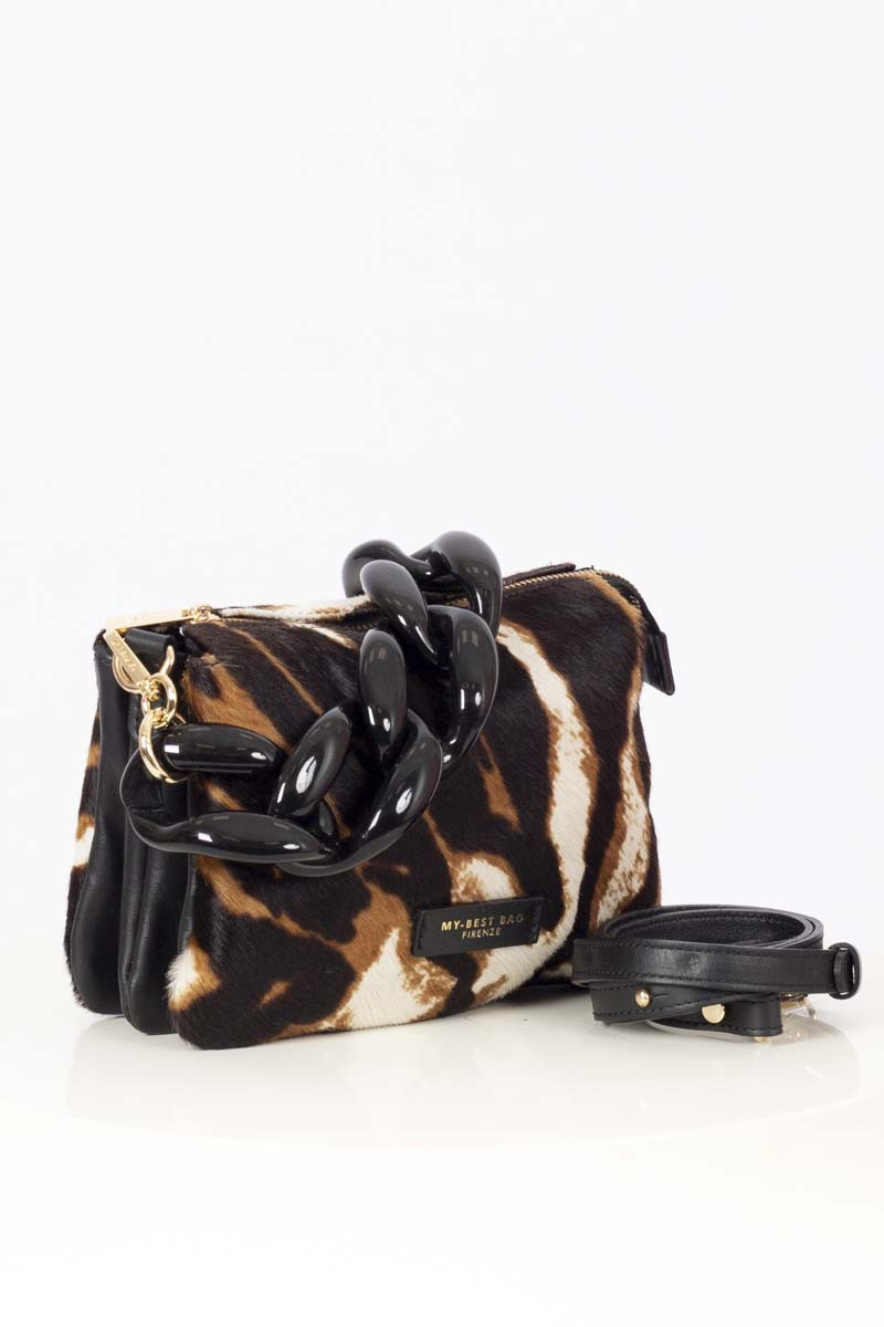 Tiger Print Bag with Chain