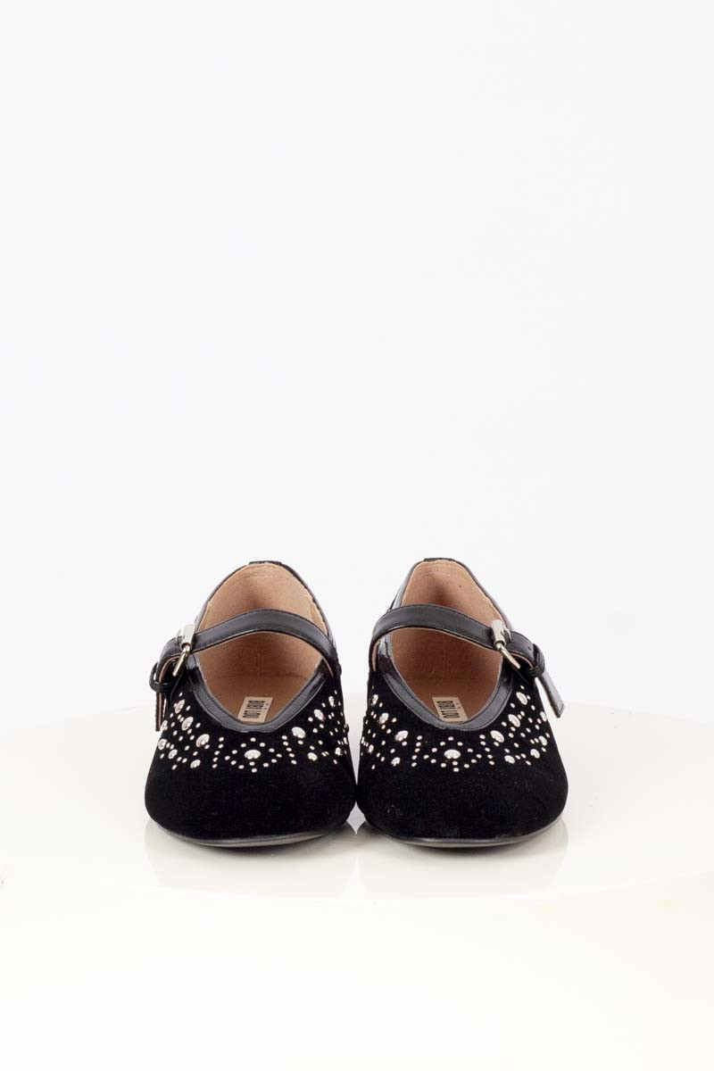 Black studded ballerina flats