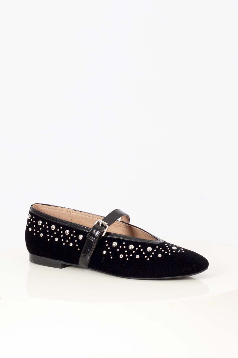 Black studded ballerina flats