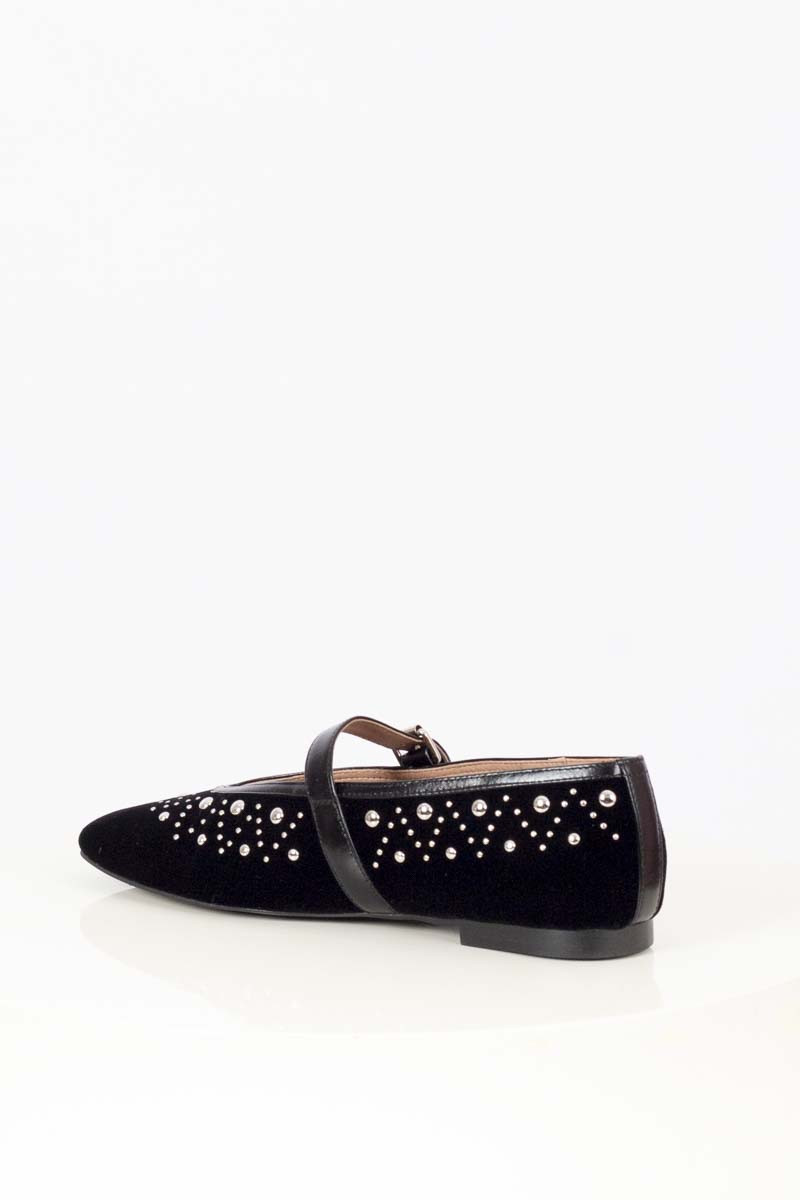 Black studded ballerina flats