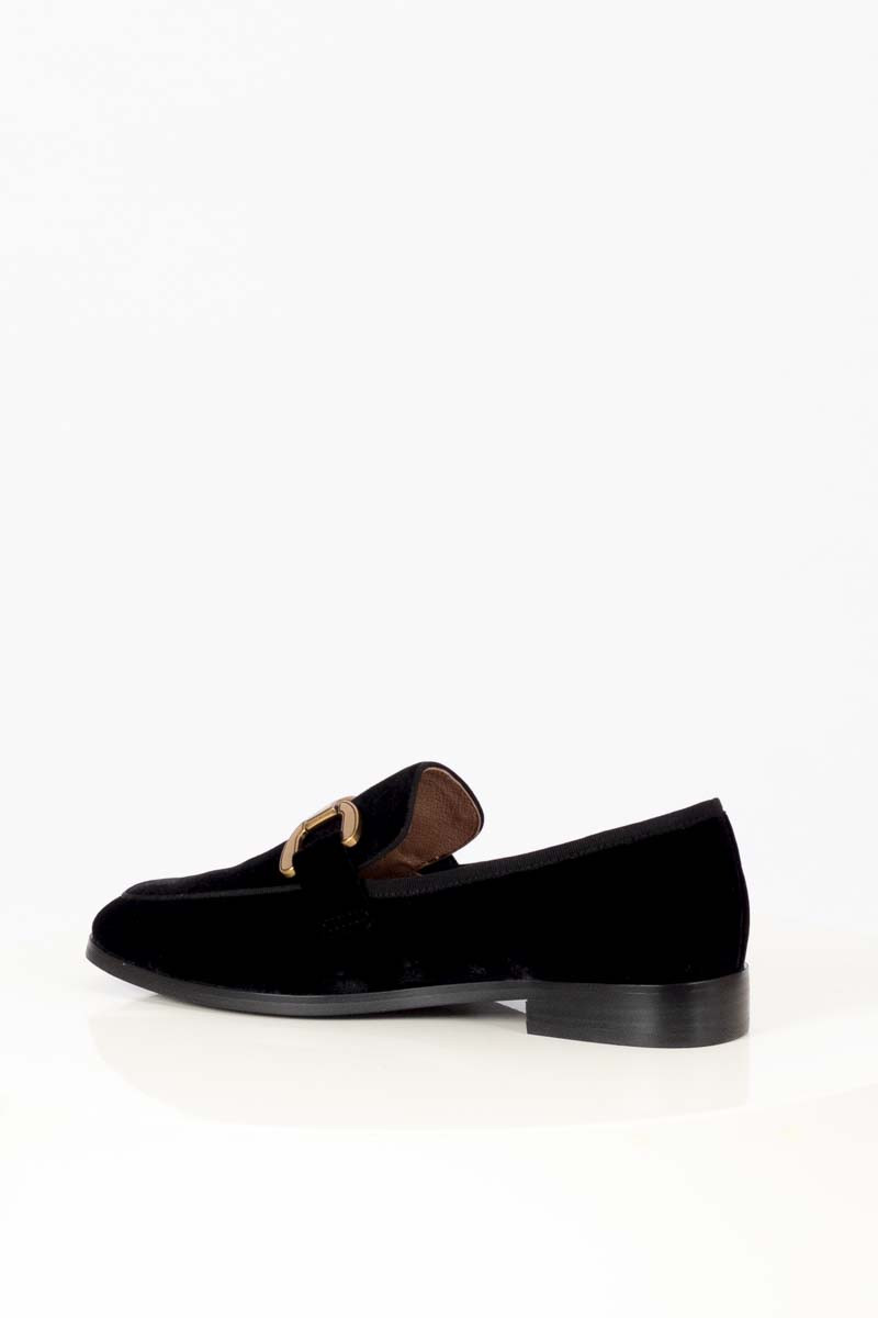 Black suede loafers