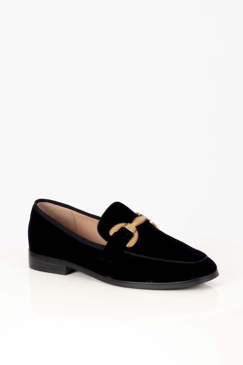 Black suede loafers