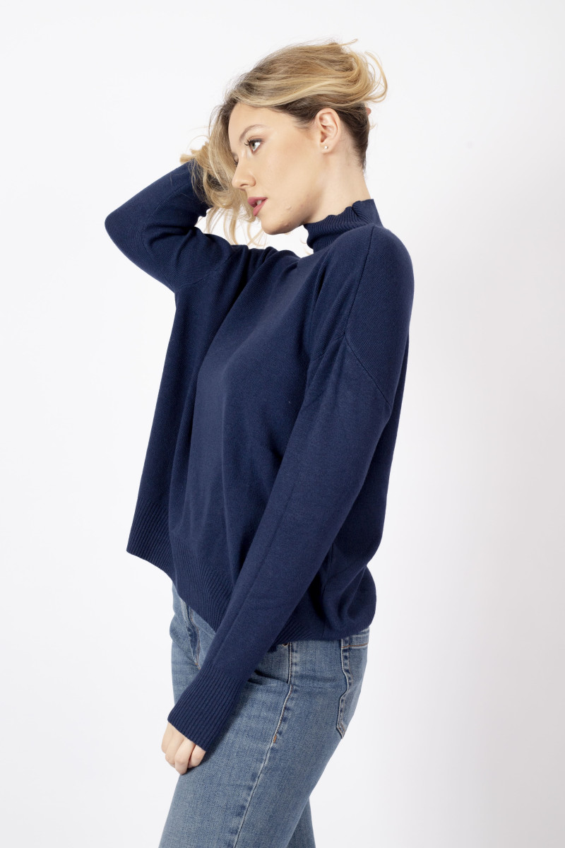 Blue sweater with side slits