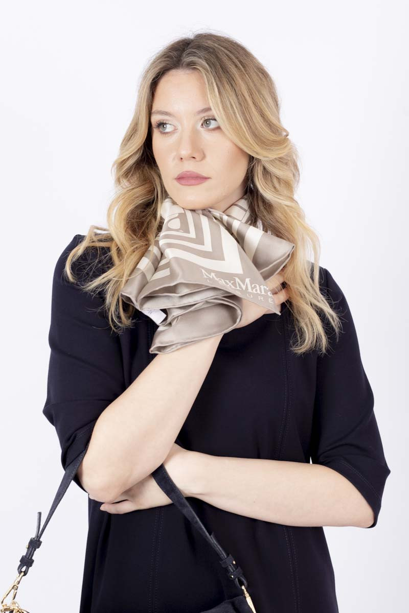 Foulard Mozart con stampa beige Max Mara