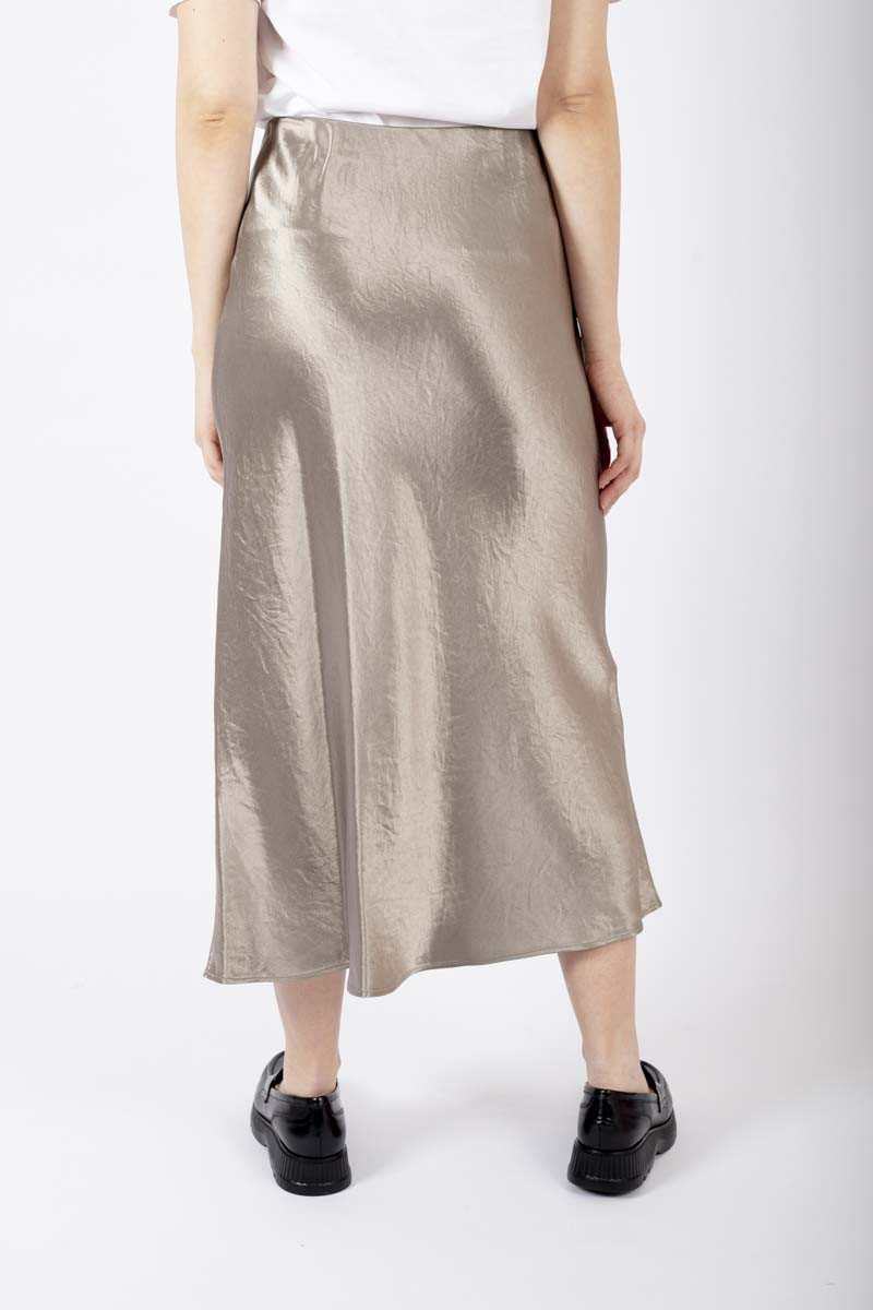 Alessio taupe midi satin skirt