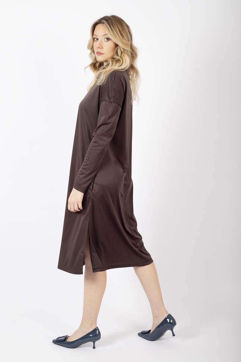 Lepanto satin brown dress