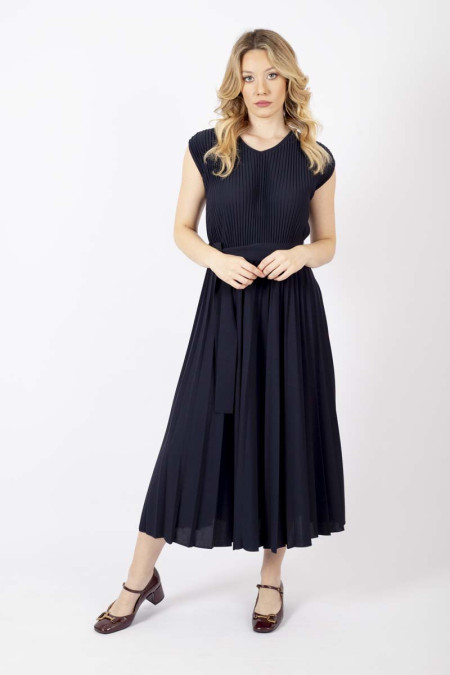 Kiss blue pleated jersey dress