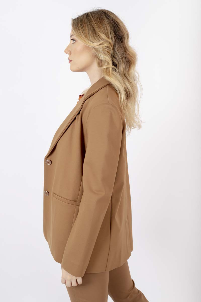 Joice leather brown jersey blazer