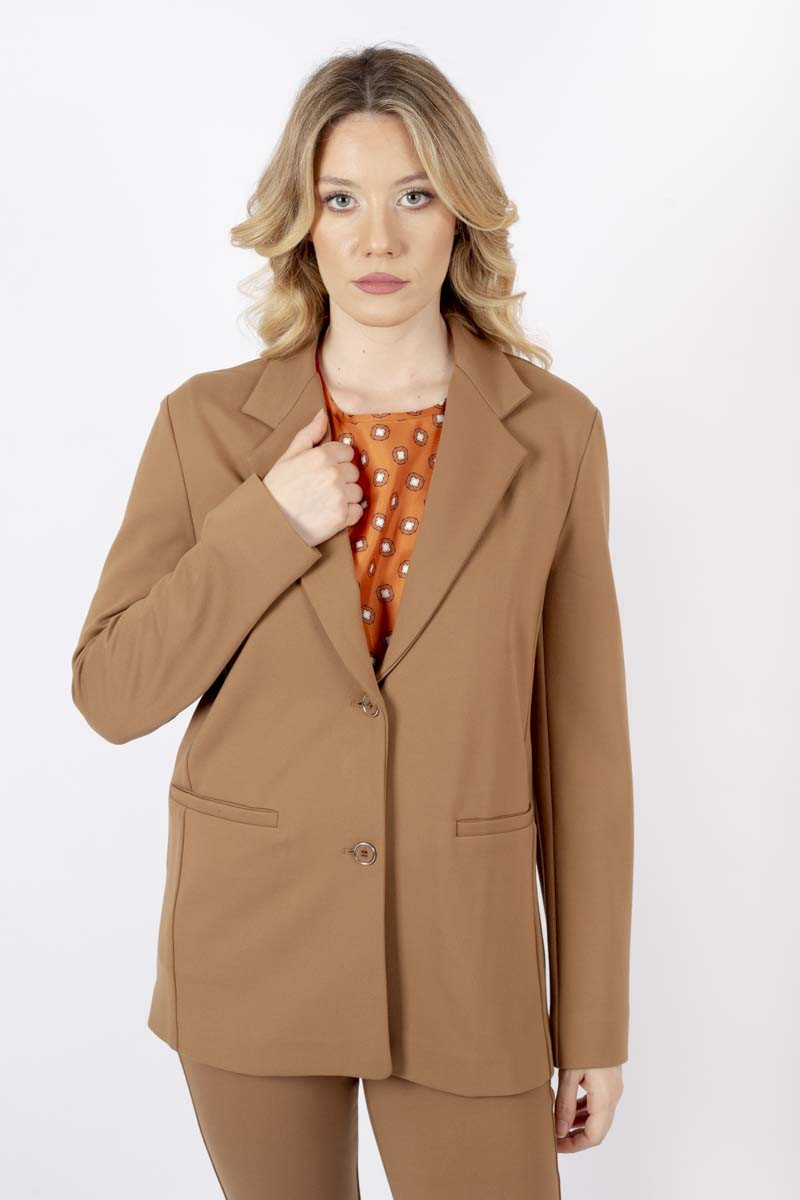 Joice leather brown jersey blazer