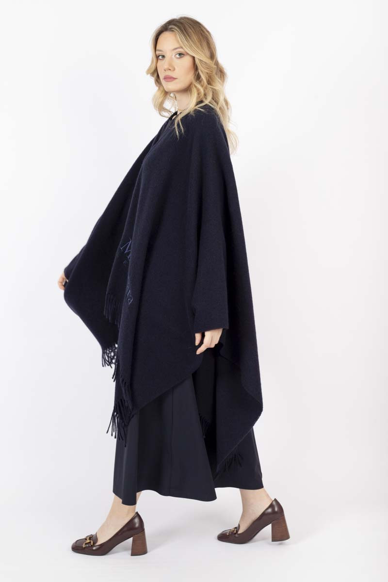 Martora blue fringe cape