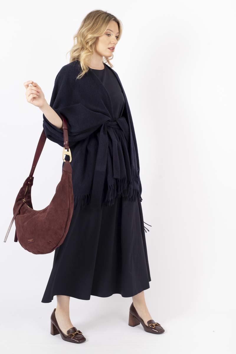 Martora blue fringe cape