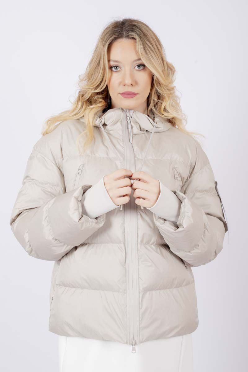 Candia pearl gray water-resistant down jacket