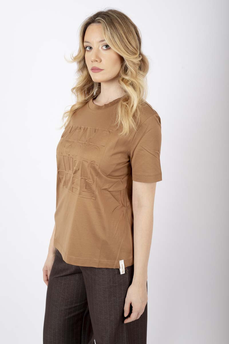 Paggio Crew Neck leather brown T-Shirt