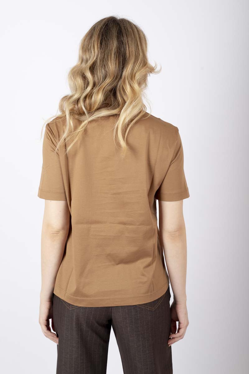 Paggio Crew Neck leather brown T-Shirt