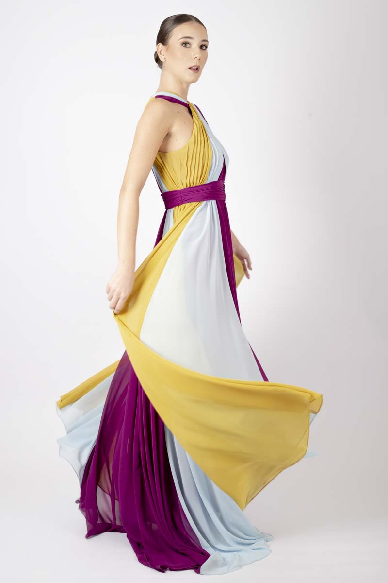 Tricolor Long Dress