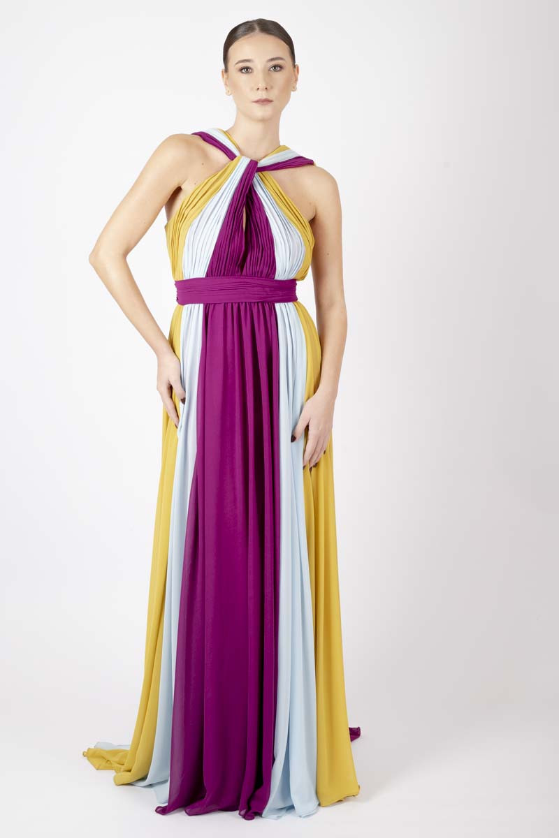 Tricolor Long Dress