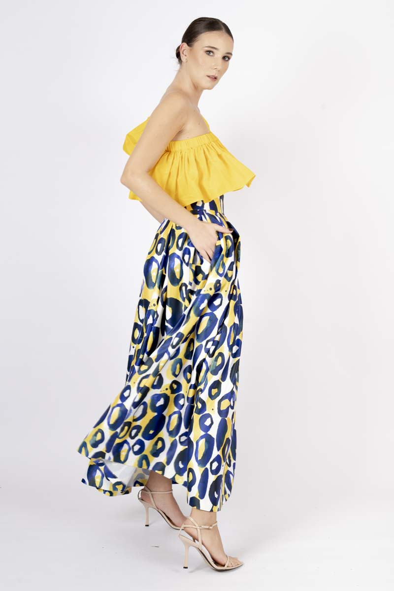 One-Shoulder Yellow Satin Top