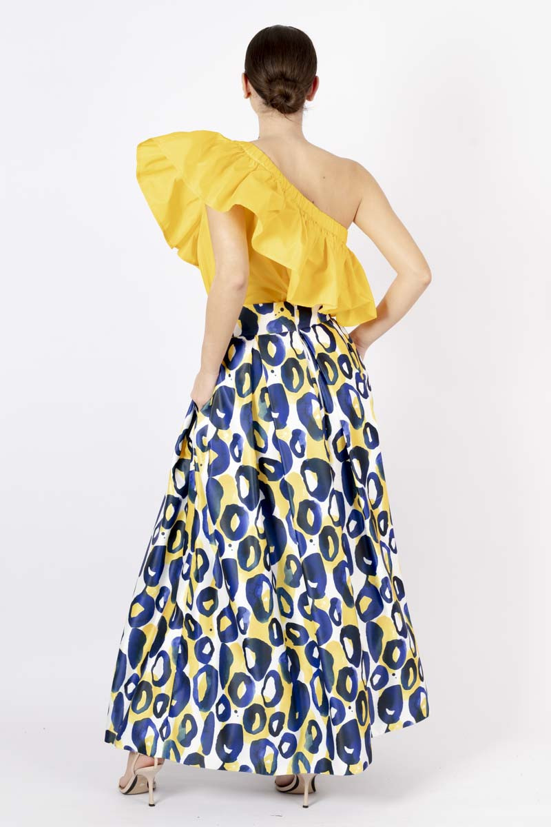 One-Shoulder Yellow Satin Top