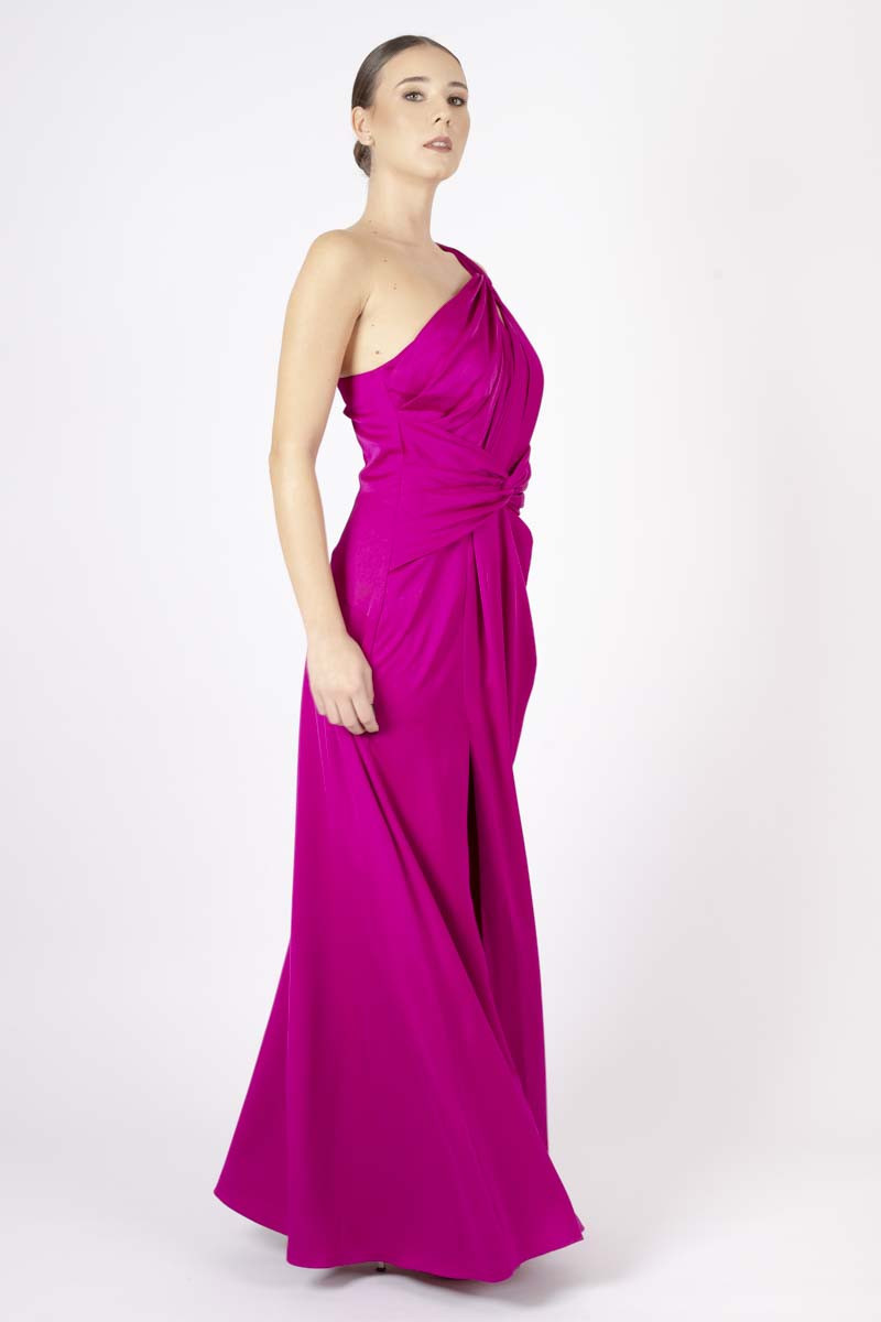 Fuxia crepe long dress