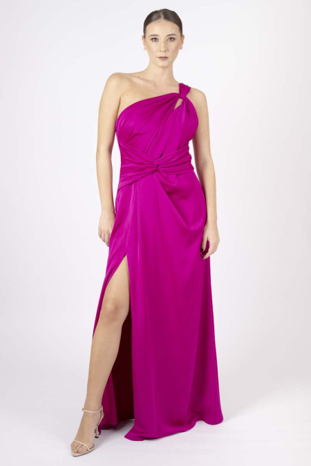 Fuxia crepe long dress