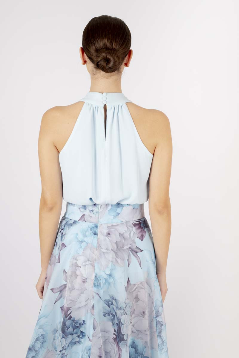 Blusa in chiffon azzurro