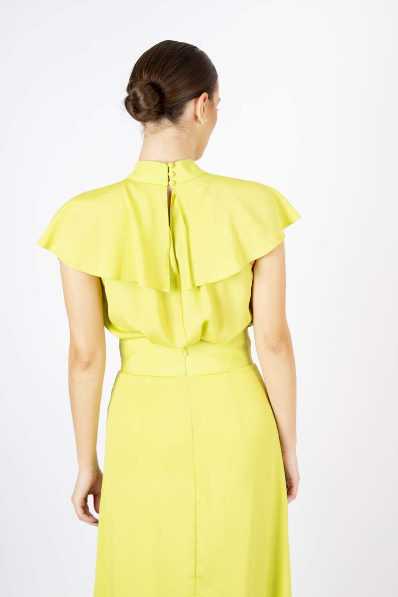 Lime green chiffon suit