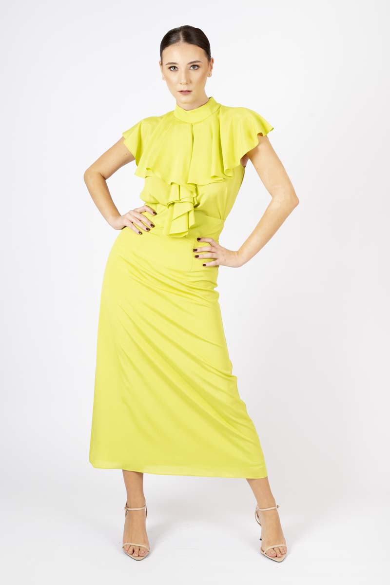 Completo in chiffon verde lime