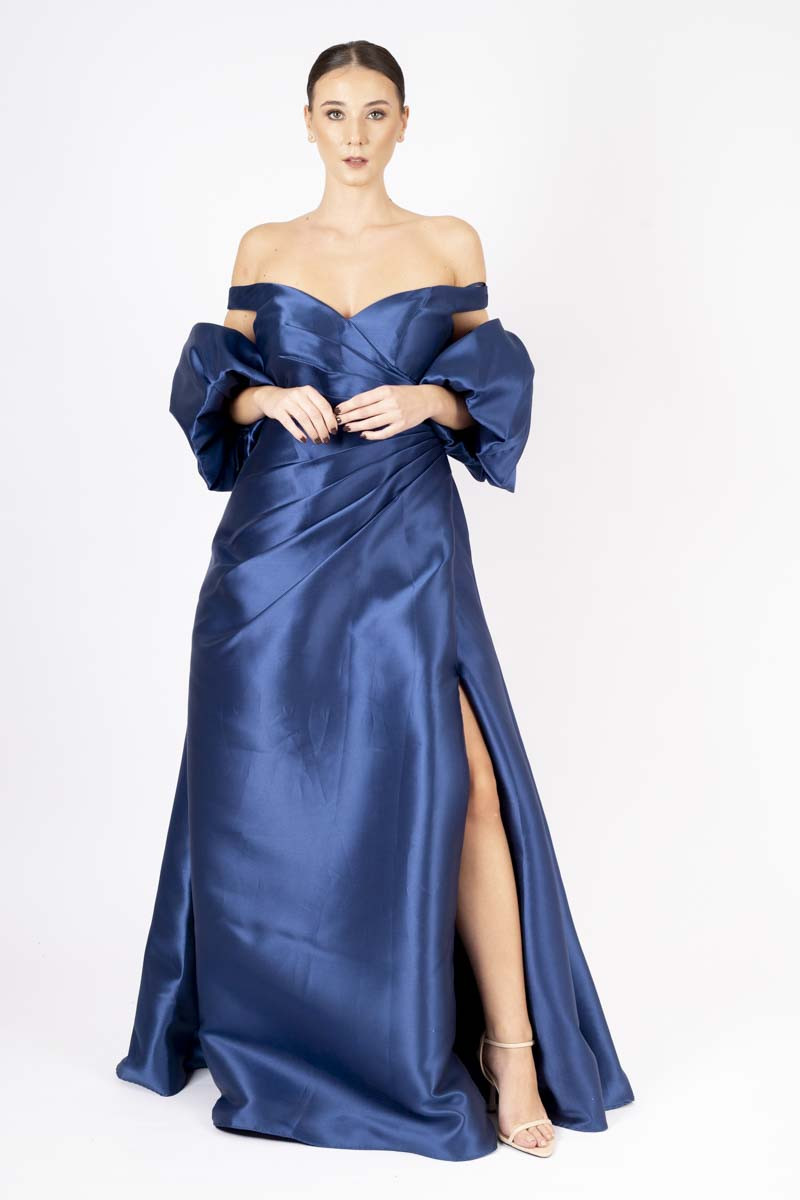 Sweetheart neckline blue dress