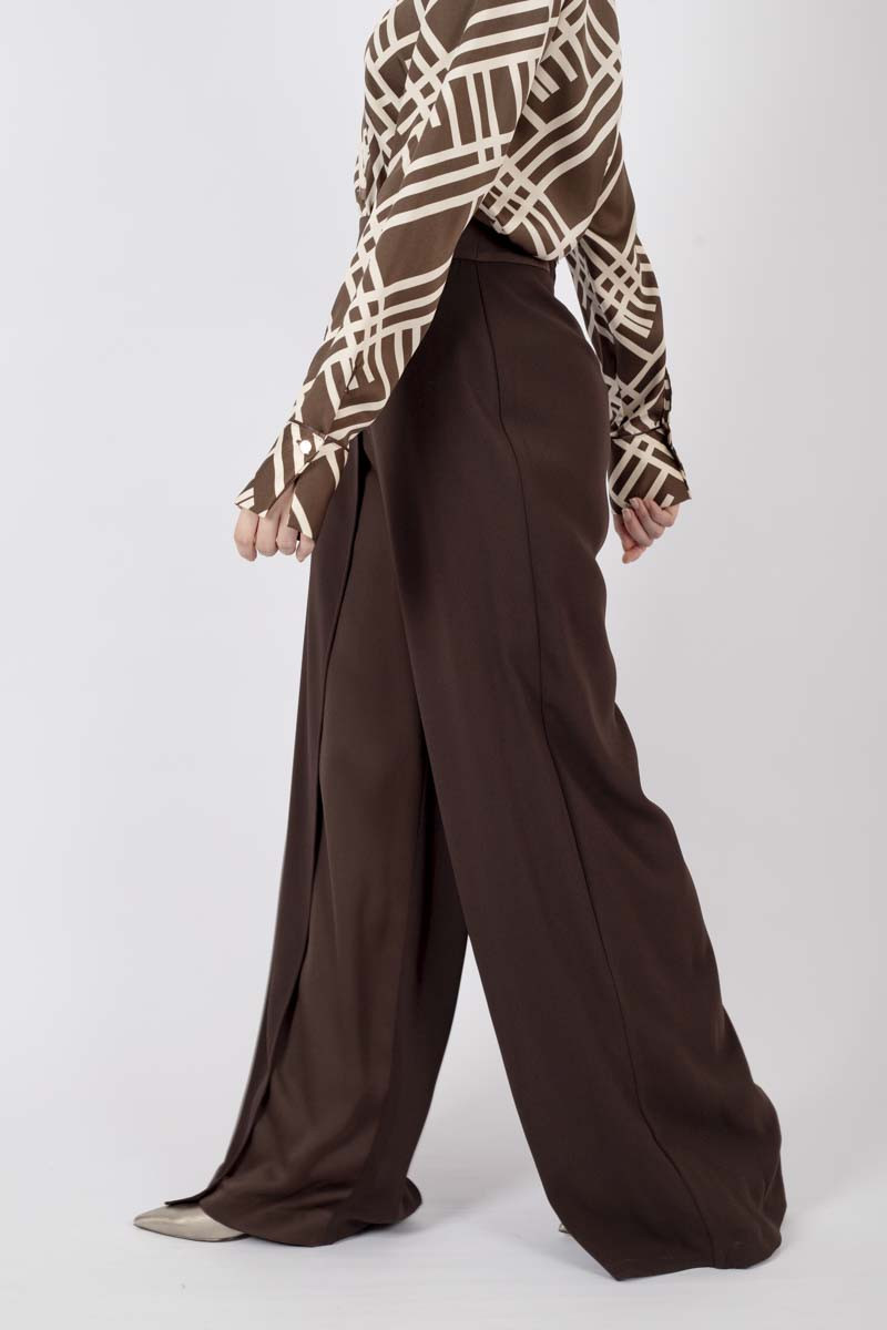 Pantalone in envers satin marrone