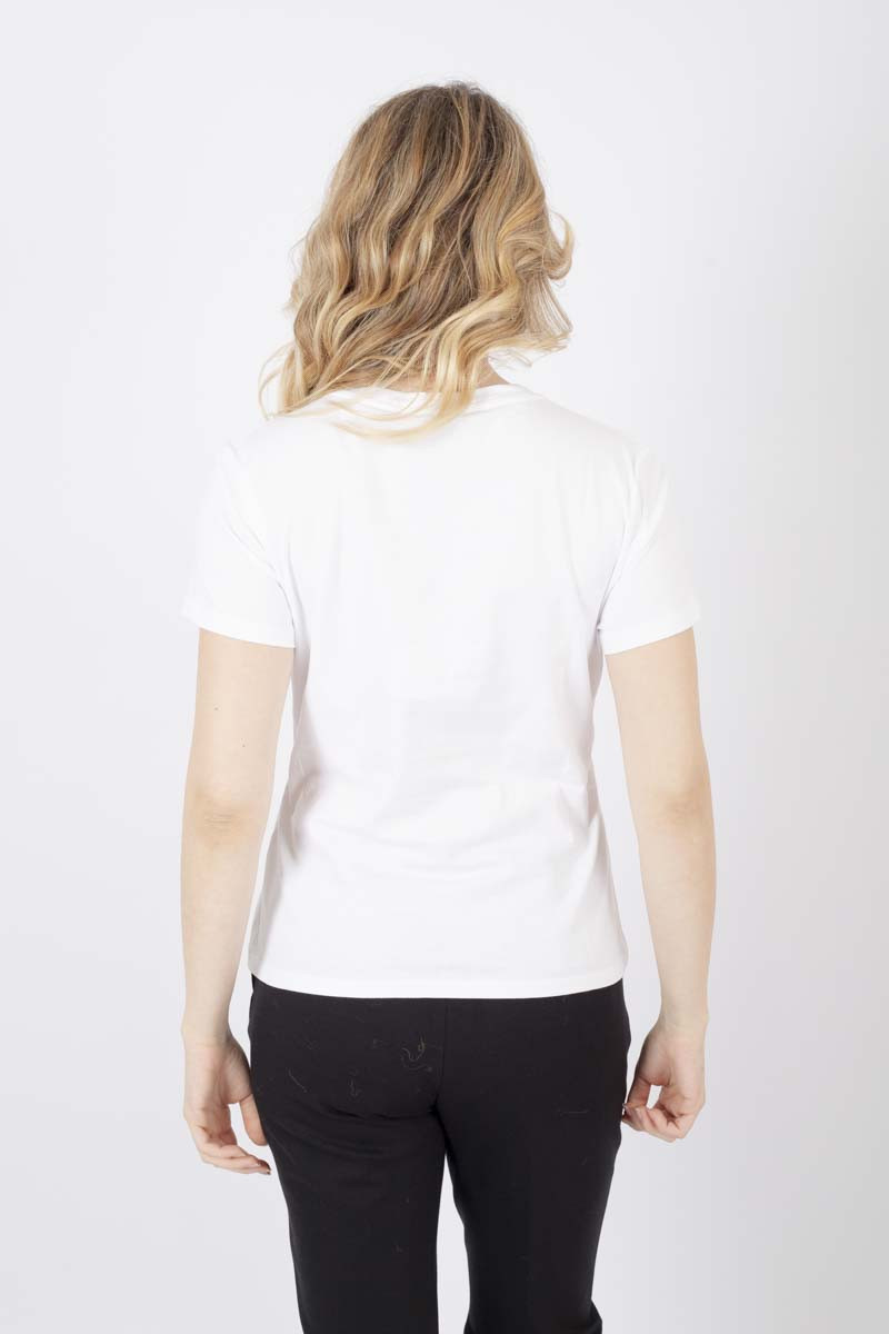 White logo T-Shirt with rhinestones