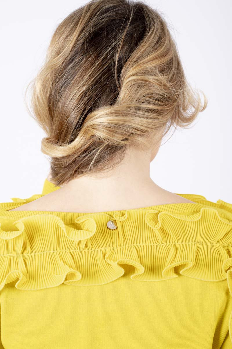 Yellow top with ruffles