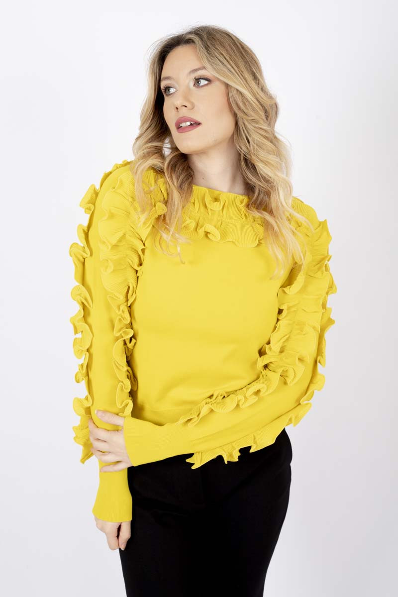 Yellow top with ruffles