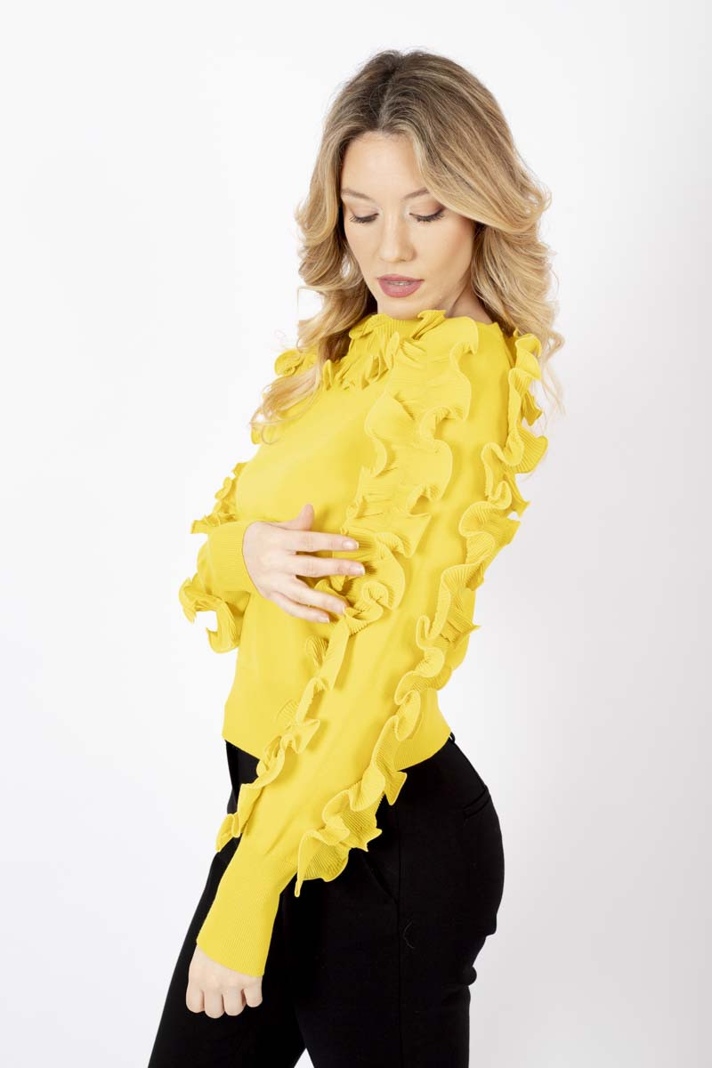 Yellow top with ruffles