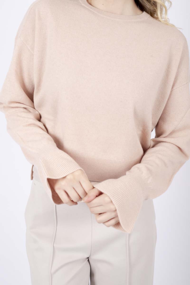 Poudre pink sweater with bell cuffs