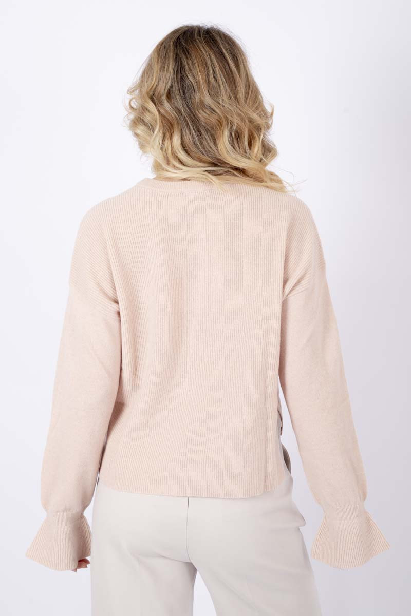 Poudre pink sweater with bell cuffs