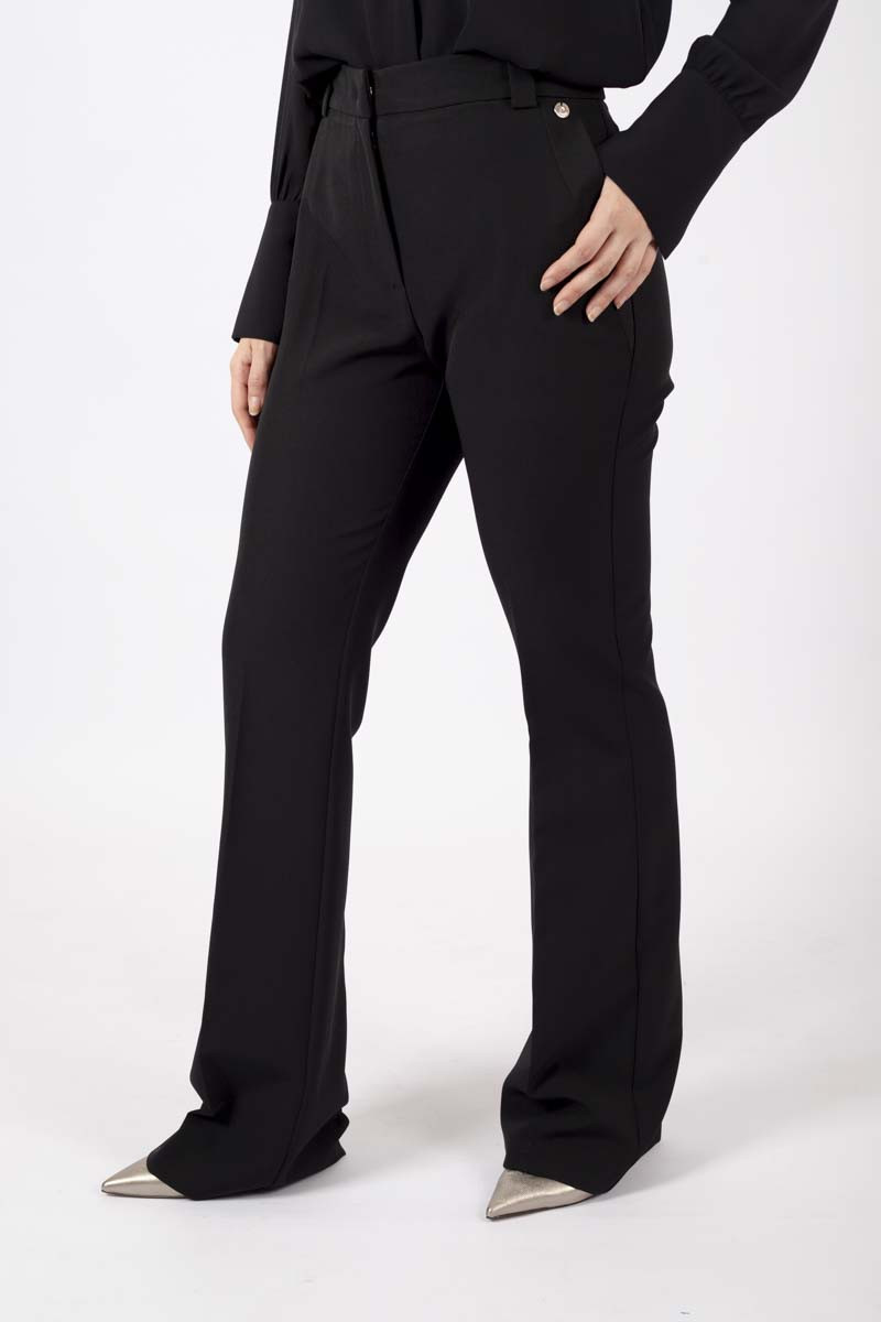 Black stretch flare pants