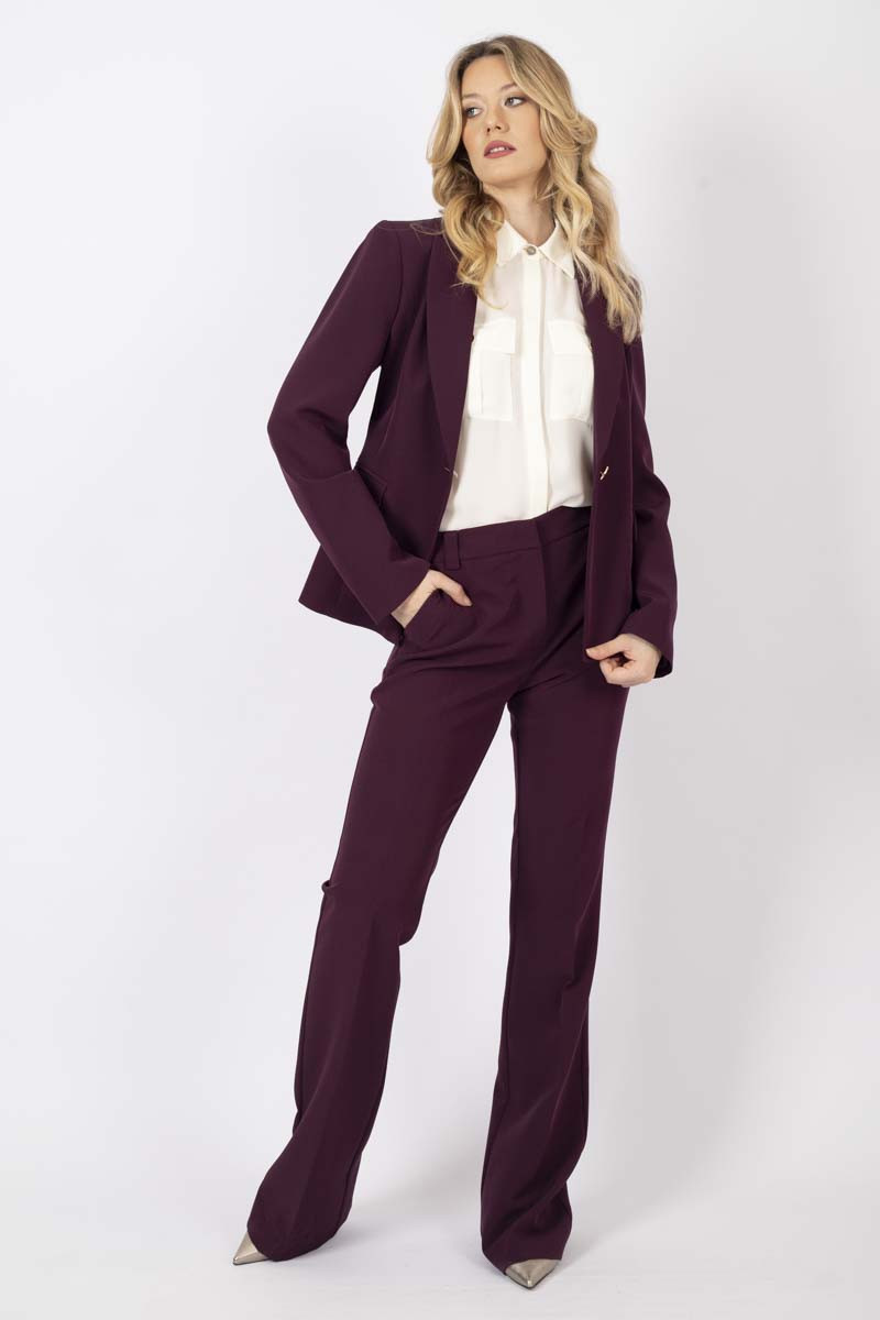 Blazer stretch doppiopetto melanzana