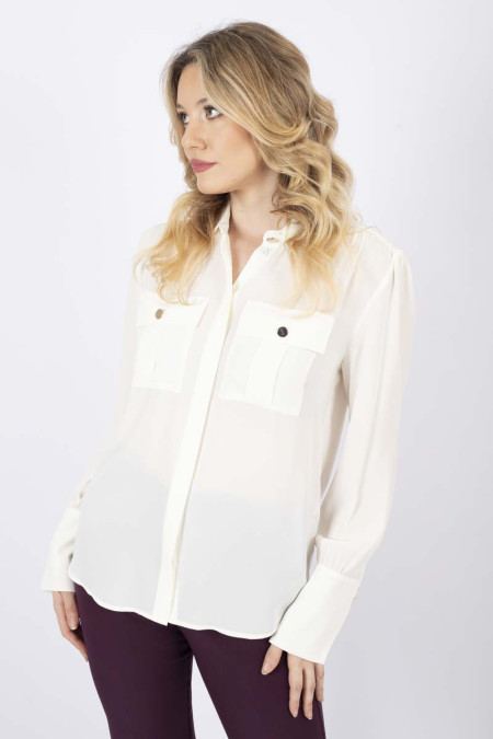 Camicia in georgette latte