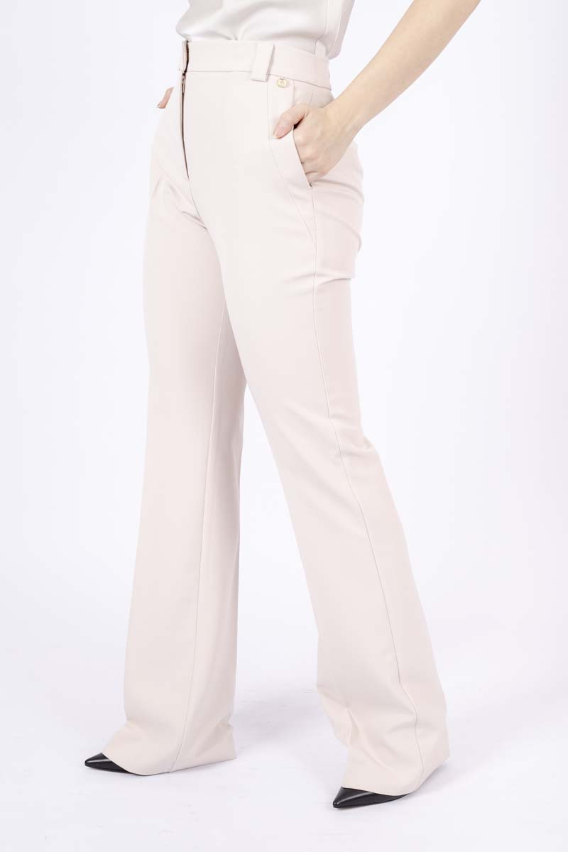 Greige stretch flare pants